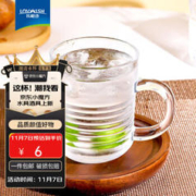 LOVWISH 乐唯诗 NERVISHI）玻璃杯带把水杯茶杯加厚玻璃饮料杯 横纹马克杯*1只