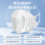 剧集柳叶形KN95防护口罩 3D立体设计防尘防细菌4层防护 独立包装黑色20只