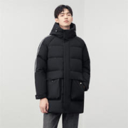 雪中飞 秋冬新款流行百搭连帽织带大口袋保暖中长款羽绒服男