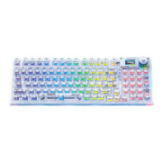 AULA 狼蛛 F98Pro 三模机械键盘 95键 冰魄段落轴 冰川白透