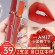 CARSLAN 卡姿兰 甜吻唇釉丝绒雾面哑光唇彩不掉色学生款口红平价生日礼物送女友 AM17番茄布丁挞（HOT）