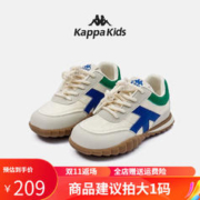 Kappa 卡帕 Kids背靠背卡帕儿童男女童潮流百搭休闲透气运动鞋拍大一码 006绿/兰|皮|拍大一码