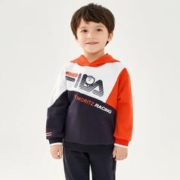 FILA 斐乐 男小童运动卫衣男童宽松百搭简约儿童柔软舒适针织连帽上衣