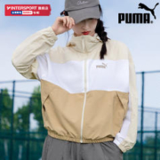 PUMA 彪马 梭织夹克女装2023冬季新款拼接防风衣连帽运动外套678351