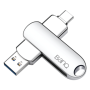 banq 256GB Type-C USB3.2 Gen1手机U盘 C91高速款 银色 手机电脑两用双接口安卓苹果iPad笔记本大容量闪存盘