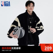 太平鸟女装 太平鸟男装NBA合作系列立领仿羊羔毛夹克潮BYBCB4619 黑色 S