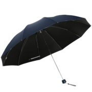 天堂伞 黑胶加大加固61cm*10骨三折晴雨伞33188E藏青色