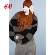 H&M HM女装毛针织衫2023冬季新款时尚气质针织宽松V领长袖开衫1196234