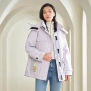 TANBOER 坦博尔 羽绒服女秋冬时尚潮流韩版保暖宽松工装外套 冰雪紫 绿色两色可选