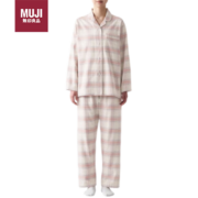 京东百亿补贴：MUJI 无印良品 女式无侧缝法兰绒 睡衣 粉红色格纹