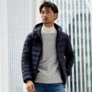 TANBOER 坦博尔 2021年男士时尚保暖连帽轻薄羽绒服男保暖羽绒外套TF216203 石墨蓝 185