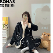 BONAS 宝娜斯女士睡衣加厚珊瑚绒套装