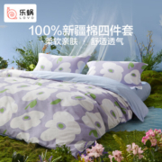 LOVO 乐蜗家纺床上三/四件套全棉纯棉被套床单双人床套件 快乐孟菲斯 1.8米床(适配220x240被芯)
