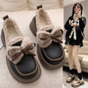 TONY JEANS  秋冬百搭加绒玛丽珍小皮鞋女