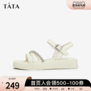 TATA 他她 时尚厚底凉鞋女舒适羊皮运动凉鞋女2023夏季新款WNS02BL3
