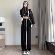 手淘加购2件 加绒阔腿裤休闲高腰显瘦