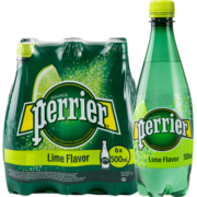 Perrier巴黎水（Perrier）法国原装进口气泡水青柠味天然矿泉水500ml*6瓶