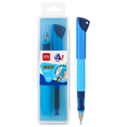 得力(deli)EF明尖优尚矫姿钢笔 正姿笔 签字笔学生练字套装可擦纯蓝墨囊 可装挂件 蓝