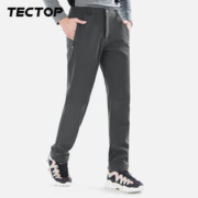 TECTOP 探拓 秋冬潮牌潮流休闲裤男加绒加厚软壳裤大码长裤冲锋裤 PW7609-深卡其 XL