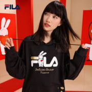 FILA 斐乐 安东尼不二兔新年款针织连帽上衣男女宽松百搭情侣卫衣