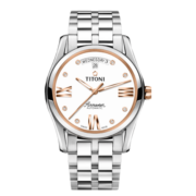 梅花（Titoni）瑞士手表 空中霸王系列 机械钢带男士腕表 39mm 93808-SRG-616