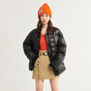 雪中飞 2023显瘦保暖落肩设计新中式盘扣拼接袖口女式短款羽绒服