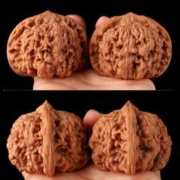 盘道 王勇官帽文玩核桃白狮子四座楼 4.9-5.0cm