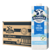 德运（Devondale）澳大利亚原装进口全脂纯牛奶1L*10盒整箱装 优质乳蛋白