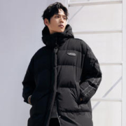 京东百亿补贴：波司登BOSIDENG时尚休闲男女长款羽绒服 黑色8056