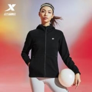 XTEP 特步 塑型科技|女运动外套2023秋冬新款加绒保暖训练连帽针织上衣