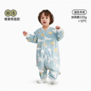 Wellber 威尔贝鲁 婴儿睡袋恒温分腿感温标加厚儿童防踢被子保暖睡衣秋冬款保暖睡袍 蓝色羊驼 65