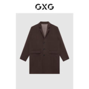 GXG 男装21年冬季新款商场同款棋盘格系列棕色大衣轻商务 棕色 185/XXL