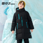 雪中飞蓄热】童装儿童羽绒服男童203羽绒外套中大童女童字母印花羽绒服 黑色 160cm