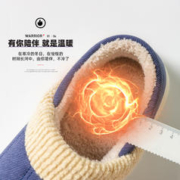 WARRIOR 回力 厚底保暖棉拖鞋女冬季室内居家防滑情侣家用毛绒包跟棉鞋0335