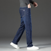 真维斯（Jeanswest）牛仔裤男秋冬季保暖裤子男宽松直筒加绒男裤美式休闲工装耐磨长裤 35蓝色 32码(腰围2尺5)