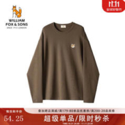 William fox&sons &男装230新疆双面棉空气层科技亲肤面料狐狸头刺绣打底衫长袖T恤 咖啡色 M/170