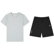 匹克（PEAK）【两件套】运动套装男2023夏季速干跑步健身训练服上衣短裤篮球服 灰/黑 X2L