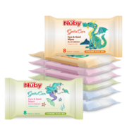 努比（Nuby）儿童宝宝湿纸手口专用湿巾清洁护肤 新生儿湿巾纸迷你便携小包装 4组（8抽*32包）