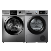 美的（Midea）洗烘套装10kg大容量滚筒洗衣机全自动 热泵烘干机变频电机 除菌除螨 智能远程控制 MG100V33WY+MH100VH03Y