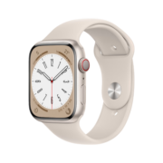 Apple Watch Series 8 智能手表GPS+蜂窝款45毫米星光色铝金属表壳星光色运动型表带eSIM手表 S8 MNK83CH/A