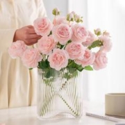 盛世泰堡 仿真花洋牡丹假花绢花居家客厅塑料花装饰摆件节日婚庆插花手捧花 3头粉色洋牡丹6支装