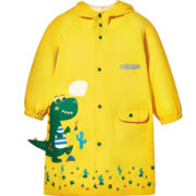 kocotree儿童雨衣女男童宝宝雨衣幼儿园学生雨衣卡通可爱连帽防水雨具雨披 黄色小恐龙【经典版】 S（身高80-95cm，2-3岁）