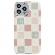 倾雪 ins彩色棋盘格笑脸适用iphone15手机壳苹果潮款情侣款