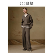 ZHIZHI 致知 朝中措 针织连帽毛衣女2023冬新款休闲风澳毛