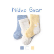 niduo bear 尼多熊 珊瑚绒袜新生儿袜子冬加厚加绒保暖婴儿袜秋冬季宝宝中筒袜