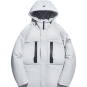 特步   羽绒服 男冬季 奶灰色 XL  1件