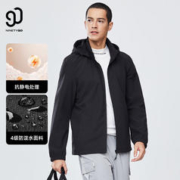 NINETYGO 90分 秋冬男户外休闲摇粒绒软壳衣防水防风加厚夹克保暖风衣抗静电外套 黑色 M
