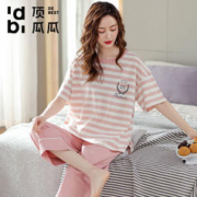 顶瓜瓜 睡衣女夏季纯棉短袖七分裤两件套薄款夏天全棉可外穿家居服