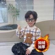 男童假两件毛衣加绒加厚针织