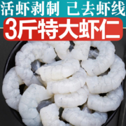 鑫鑫元虾仁鲜冻青虾仁商用鲜冻批发冷冻虾仁去虾线新鲜特大虾仁一斤一包 3包3斤大虾仁